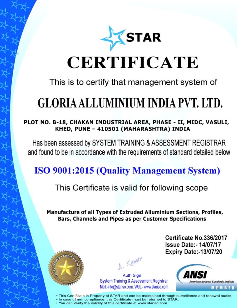 Quality Management Certificate - ISO 9001:2015